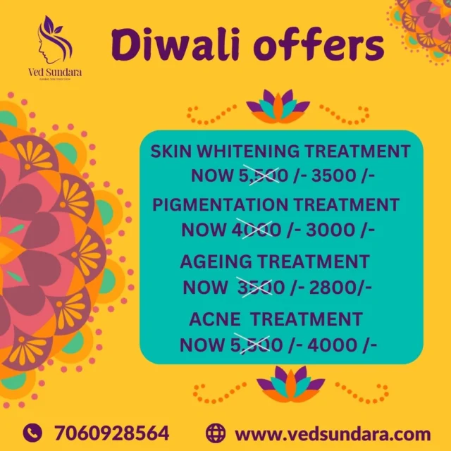 Bring in the festive season with confidence and a glow like never before. Limited-time offers – light up your skin journey with Ved Sundara today! 🌟
Happy Diwali! 🪔
Call Now - 7060928564 for more info - www.vedsundara.com
#VedSundara #DiwaliGlow #SkinWhitening #FestivalOffers #AyurvedicSkincare #CelebrateRadiance" #pigmentation #acnefree #skincareconsultant #skincare #acnetreatment #skincareconsultant #DiwaliOffer #ayurvedicskincare